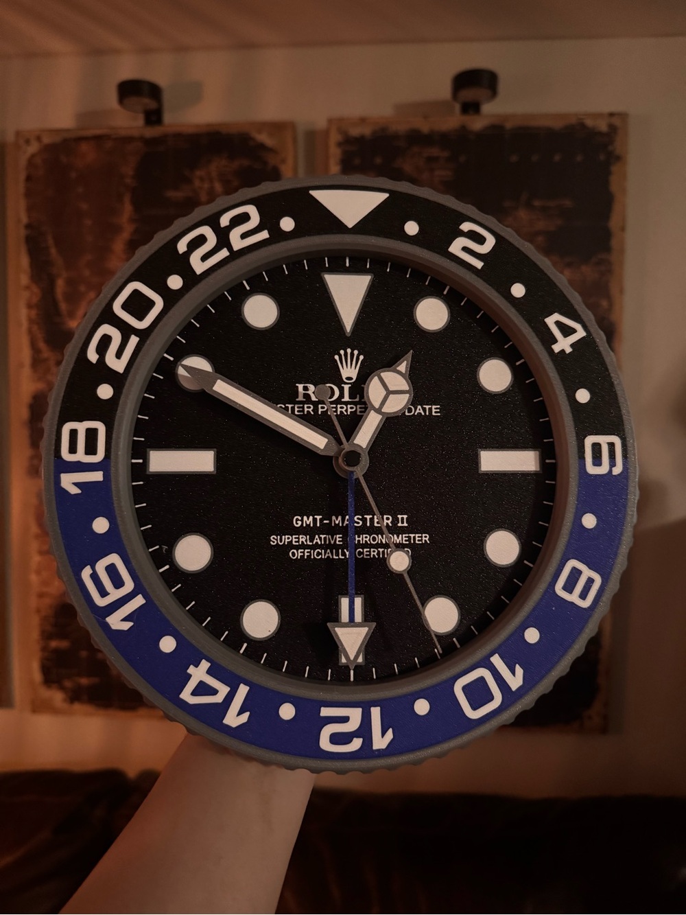 Black Dial Wall Clock with Blue‎ & Black Bezel